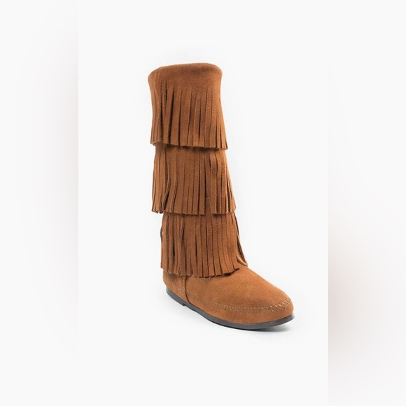 Minnetonka Brown Three Layer Fringe Boot - Picture 4 of 4